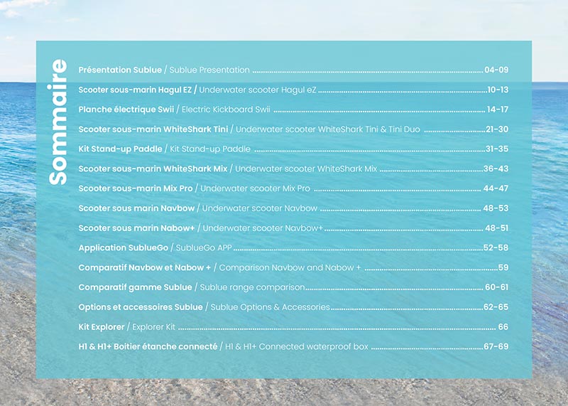 Brochure Sublue - scooters sous-marins